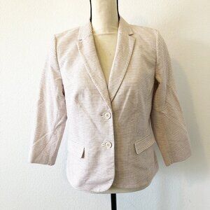 TALBOTS Striped Cream Blazer Suit Jacket Neutral Womens 10 Petite